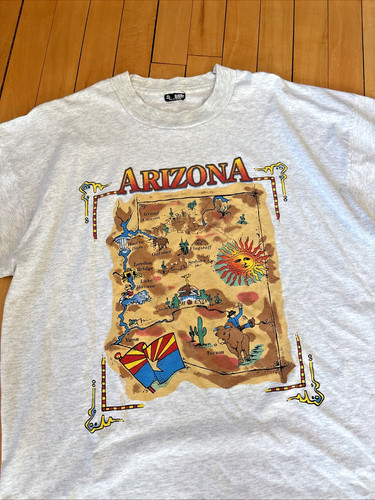 Vintage Arizona map Men's XL Heather Gray Short Sleeve T-shirt used