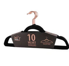 IDEAL HOME VELVET HANGER 10PK - BLACK ROSE GOLD