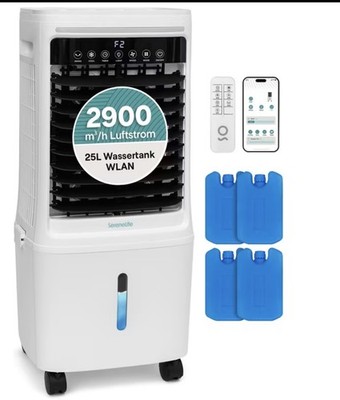 SERENLIFE Portable Water-Cooled Air Conditioner 25L Mobile Air Cooler Humidifier
