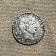 1911-D 50c Barber Half Dollar - VF Details Cleaned ZM