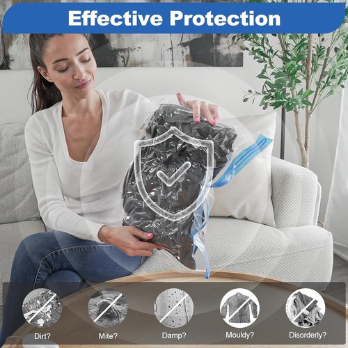 8-Pack Travel Vacuum Bags with USB-Powered Pump - Compress Clothes Effortlessly - Picture 9 of 10