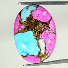 16.00Cts Cotton Candy Pink Copper Turquoise Oval Cabochon Loose Gemstone