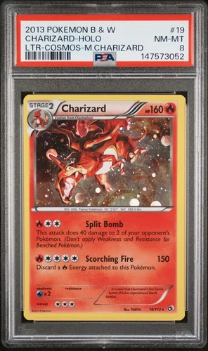 2013 POKEMON B&W LEGEND TREASURES COSMOS-MEGA CHARIZARD #19 CHARIZARD-HOLO PSA 8