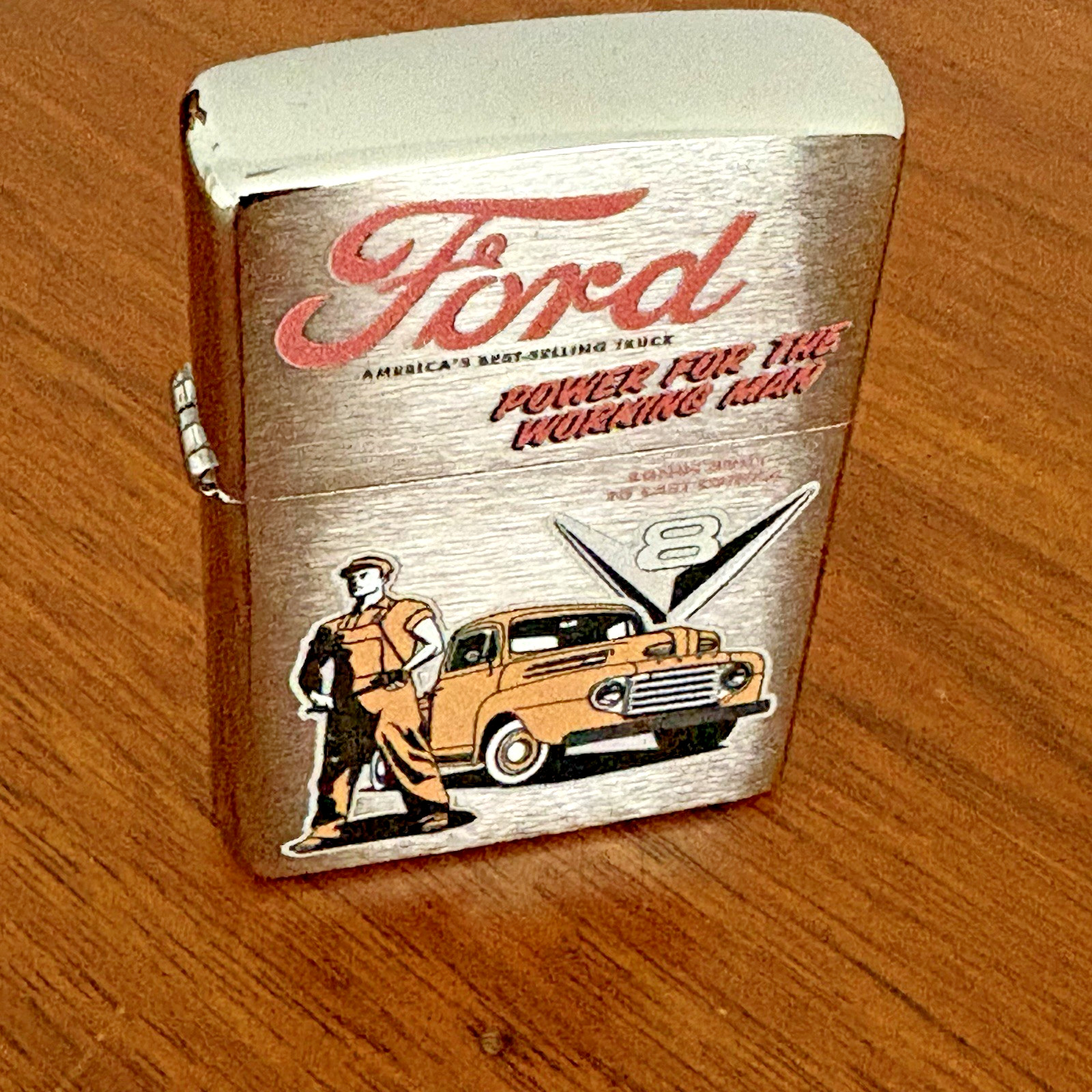 Zippo Ford F1, V8 Truck Lighter, Brushed Chrome, Vintage Theme, New in Box 49306