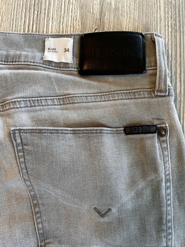 Hudson Men Blake Slim Straight Jeans 34x34 Light Grey Stretch 5 Pocket Denim EUC - Picture 6 of 14