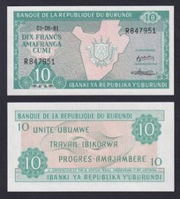 Billets Burundi 10 Francs 1981 P 33a Fds / UNC