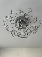 BHS Ceiling Light 3 Bulb Polished Chrome Effect Glass Decoration - Excellent