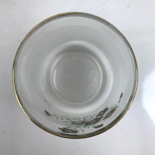 Japanese Frosted Glass Teacup Vtg Black Gold Asagao Flower Yunomi TC446 - Picture 6 of 9