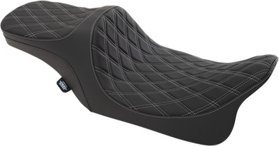 Drag Specialties Predator III 2 Up Seat Silver Double Diamond #0801-1309