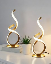 2 Pack Bedside Table Lamp, LED Spiral Desk Lamp, Touch Dimmable, 3 Color Temper