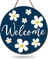 Daisy Welcome Wooden Hanging Sign Spring Daisy Flower Door Sign Farmhouse Rustic