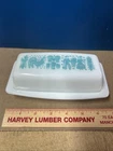Vintage Pyrex Amish Butterprint Turquoise Butter Dish White Milk Glass
