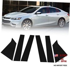6pcs Pillar Posts Door Trim Cover Anti Scratch Window Molding Glossy Black
