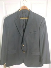 Jos A Bank Signature Gold 46R Navy Blue Wool Blazer Sport Jacket Gold Buttons