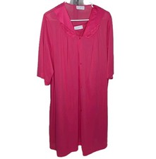 Vintage Vassarett Peignoir Set Women's Size XL Red Nylon Midi Nightgown  Robe