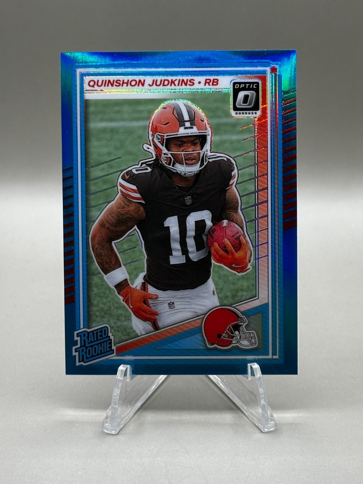 2025 Panini Donruss Optic RC Rated Rookie Quinshon Judkins #252 Aqua Blue /399