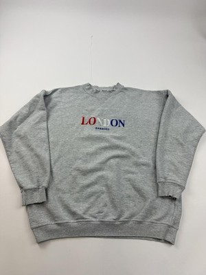 Vintage Harrods Sweatshirt Mens XL Gray Fleece Crewneck London Logo Graphic