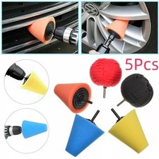 5pc Car Polisher Buffing Cone Head Pad Polishing Ball Drill Kit for Wheel Corner