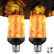 2 Pack LED Flame Light Bulbs Flickering Light Bulbs w/ E26 Base for Patio Porch