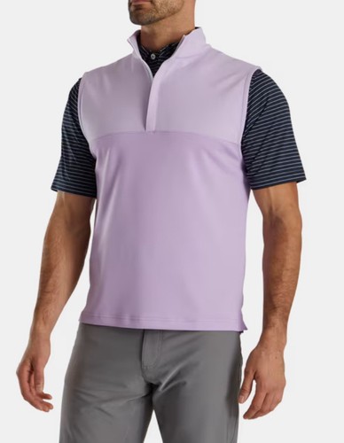 FootJoy Heather Yoke 1/2 Zip Gilet XL Lavanda Uomo Golf Senza Maniche Elasticizzato Nuovo - Foto 2 di 12