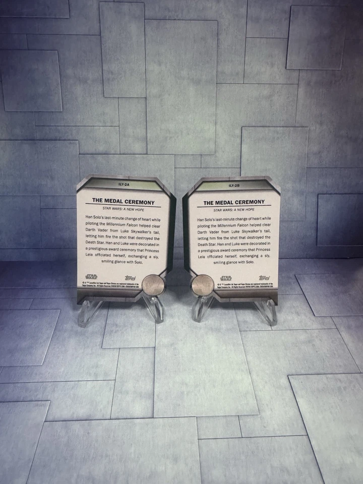 Juego de Ceremonia 2024 Topps Star Wars Chrome I Love You I Know Leia & Han The Medal Foto 2 de 4