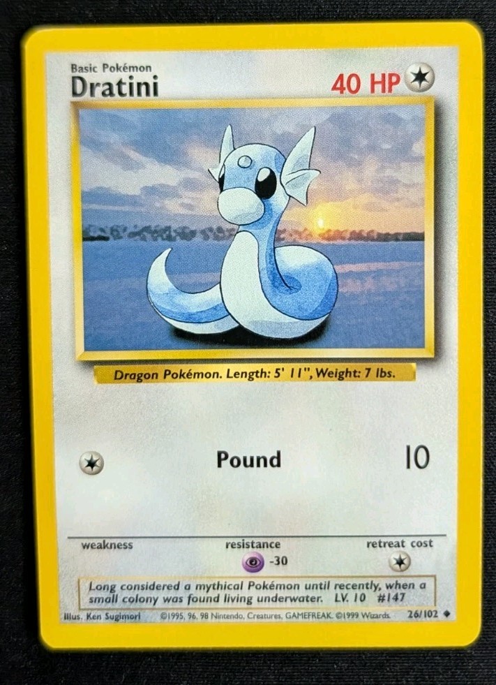 Dratini 26/102 Uncommon Base Set Unlimited Pokemon MP Vintage WOTC 