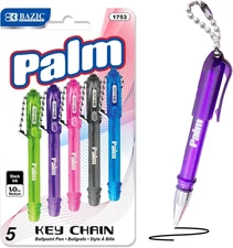 Mini Keychain Ballpoint Pen Set of 5 – 1.0mm Black Ink, Portable & Durable