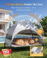 Elevated Outdoor Dog Bed with Canopy Adjustable Feet Camping Cot
