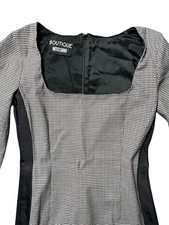 Boutique Moschino Women’s Long Sleeve Checkered Dress Small Black