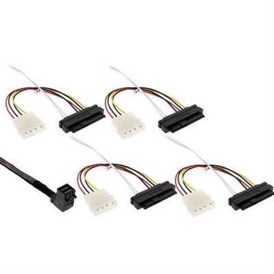 InLine  Mini SAS HD Kabel, SFF-8643 gewinkelt zu 4x SFF-8482 + Strom, 0,5m