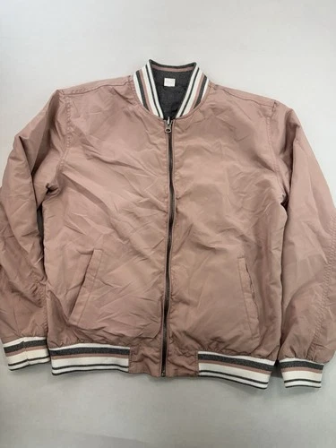 Civil Society Bomber Jacket Mens Size Medium Full Zip Reversible Gray Pink - product listing photo