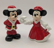 Mickey & Minnie Mouse Santa Christmas Salt And Pepper Dancing Mickey & Pals