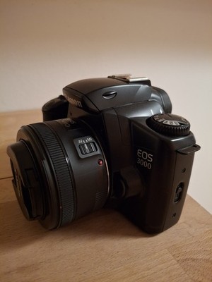 Canon EOS 3000 35mm Film Camera + Canon Lens   Fully Working
