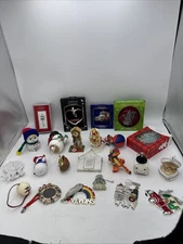 Lot of 23 Christmas Tree Festive Ornaments Various Vintage Shapes & Sizes