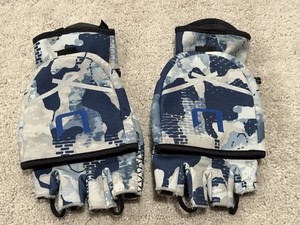 HUK Fishing Men’s Power Stretch Flip Top Gloves L/XL Bluefin Camo