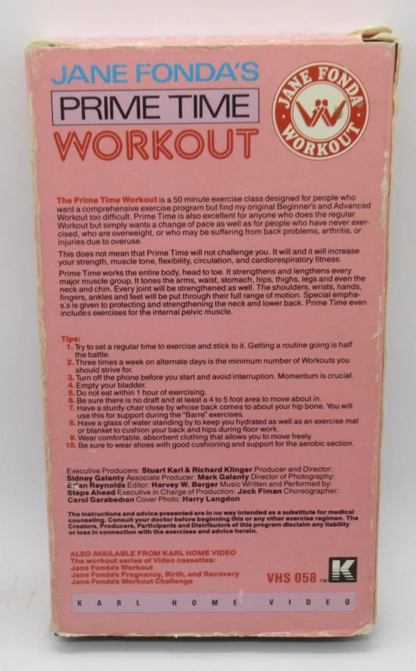 JANE FONDA - PRIME TIME WORKOUT VHS VIDEO, INCREASE STRENGTH TONE, FLEXIBILITY + - Image 2 of 2