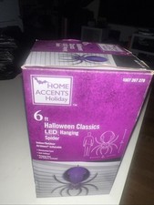 Home Accents 6 ft. LED Hanging Spider - Purple/Black - Brand New Unused In Box