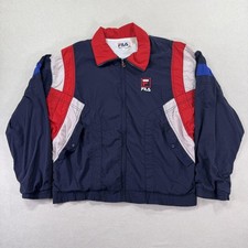 Vintage 90s Fila Jacket Mens 40 Navy Red Colorblock Windbreaker Track Retro