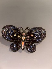 Vintage Butterfly Rhinestone Hair Clip Pink Purple Stones Accessory