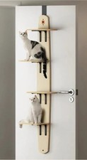 Door Mounted Cat Climbing Tree, Pinewood  Carpeting, Shelves  Platforms