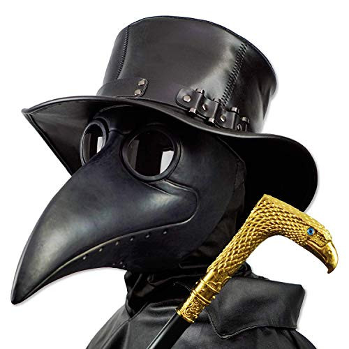 PartyHop Plague Doctor Mask, Black Bird Beak Steampunk Gas Costume, for Kid and - Picture 1 of 5