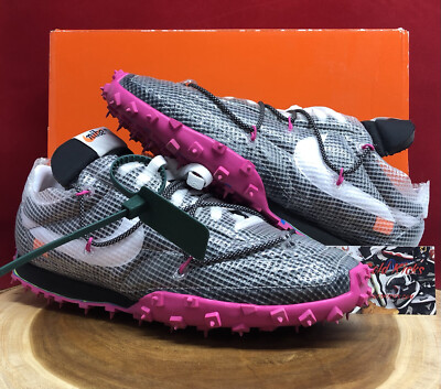 NIKE WAFFLE RACER / OW OFF-WHITE BLACK WHITE FUCHSIA LD SACAI CD8180-001 Size 10