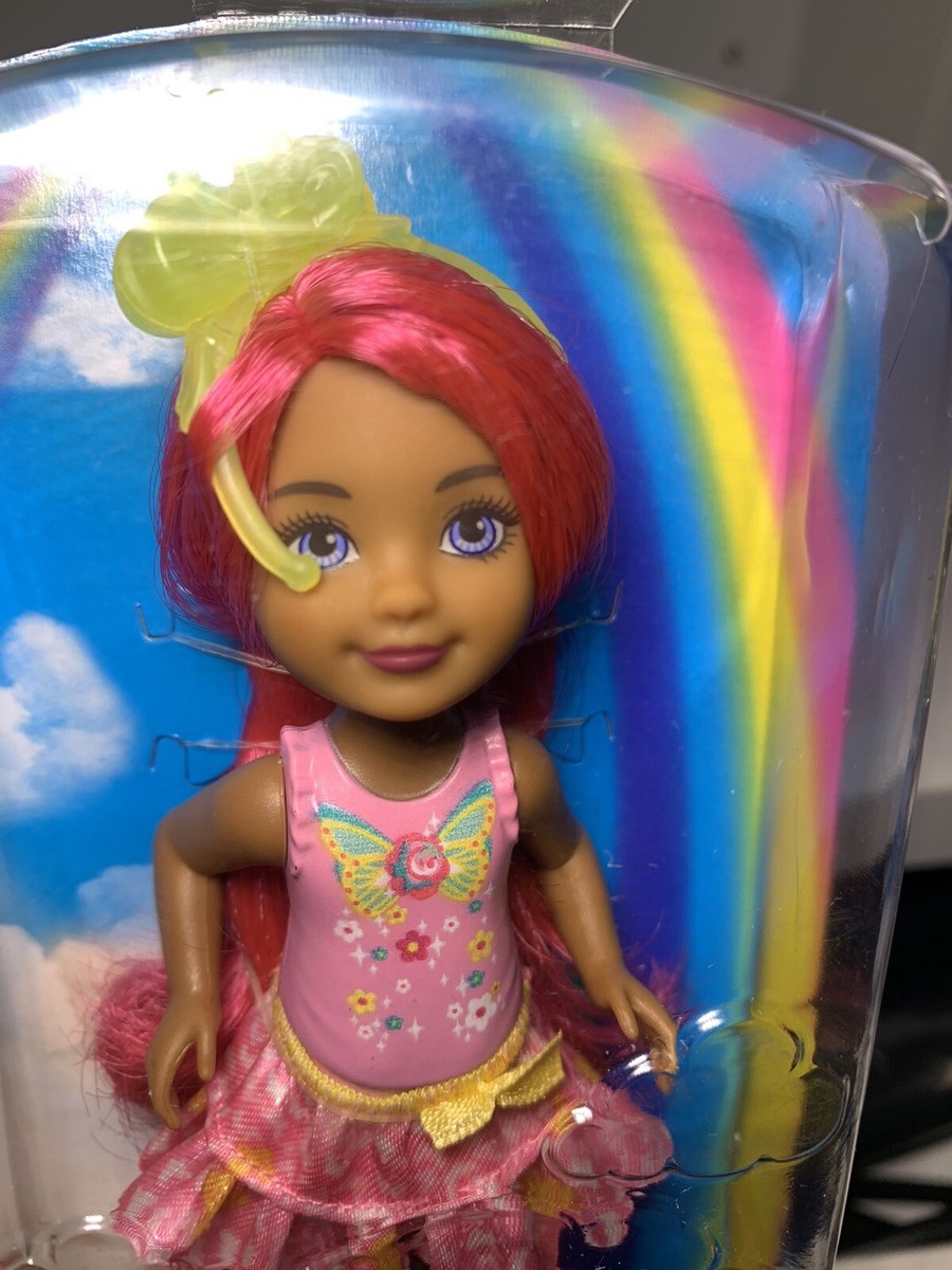 Barbie Dreamtopia Rainbow Cove Chelsea Doll Pink Hair With butterfly pink  Dress