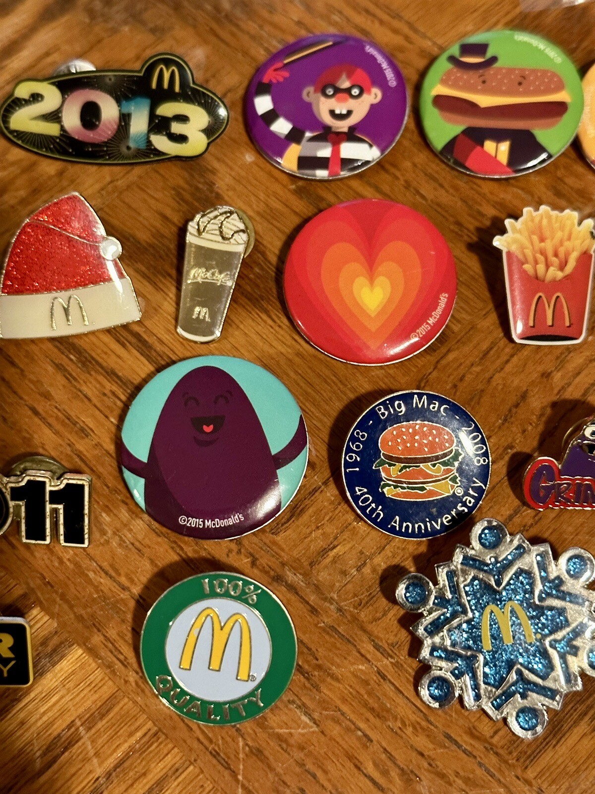 McDonald's 62 Pin LotThemed Lapel Pins Ronald McDonald, Grimace