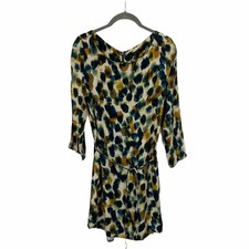 Zara Basic Watercolor Tunic Dress Womens Size M Multicolor Back Zip Tie Waist