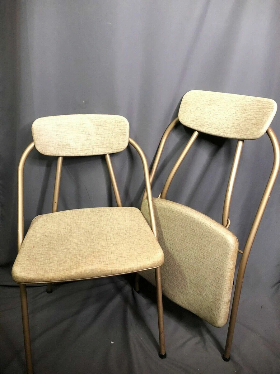 Hamilton Cosco Vintage Metal Folding Chair Padded Pair Lot Model 90 Made In USA