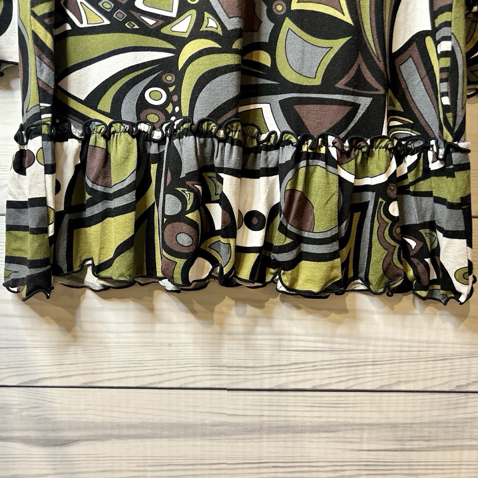 Retro Truly Me Size 12 Girls 70's Style Long Sleeve Dress Ruffle Sleeves & Hem