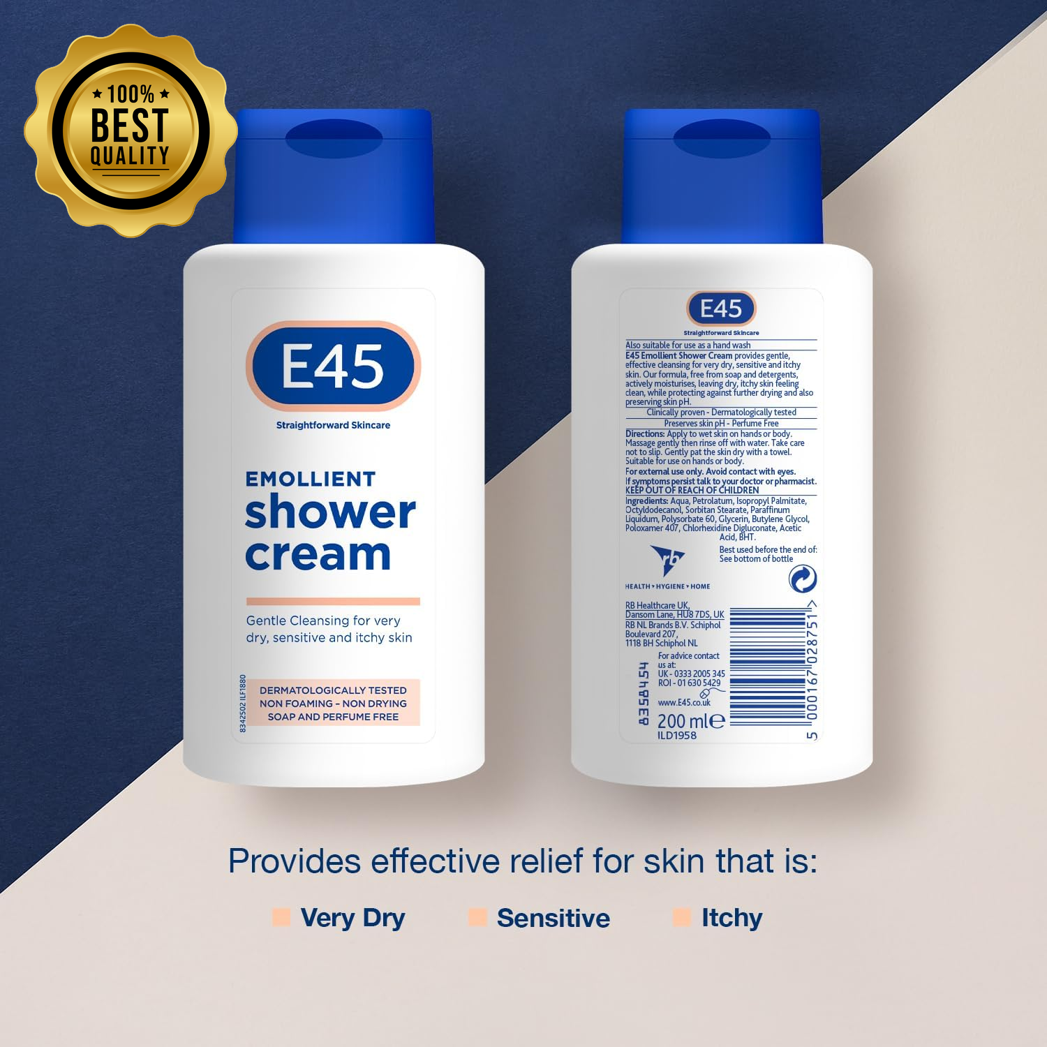 E45 Body Wash for Dry, Sensitive & Itchy Skin Shower Gel for Men