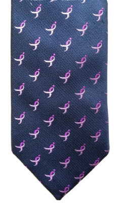 SUSAN G. KOMEN FOR THE CURE NECK TIE, 58'', PURPLE, PINK FUCHSIA RIBBONS, GENUINE