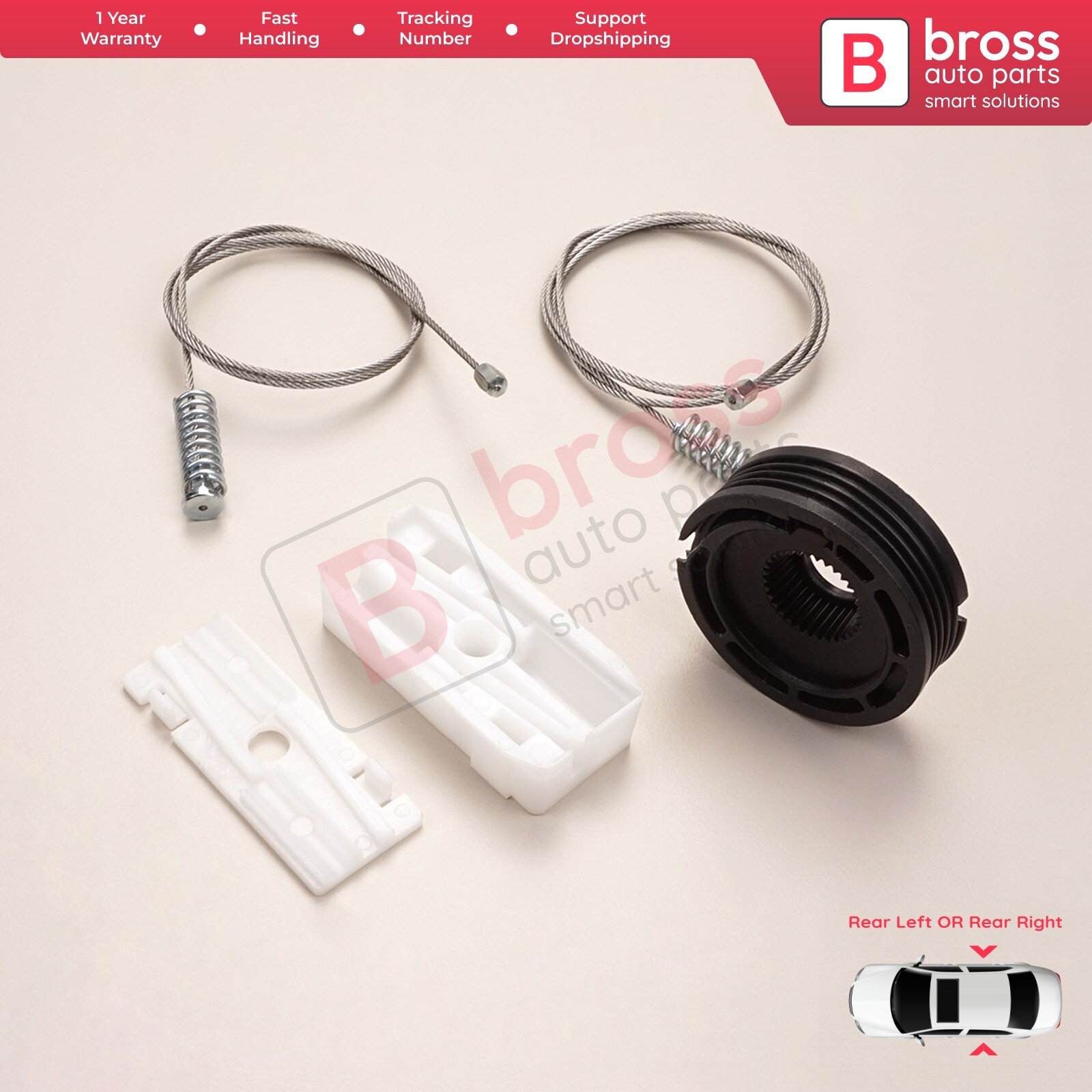 Window Regulator Kit with Clips Rear Left or Right Door for Jaguar XK8